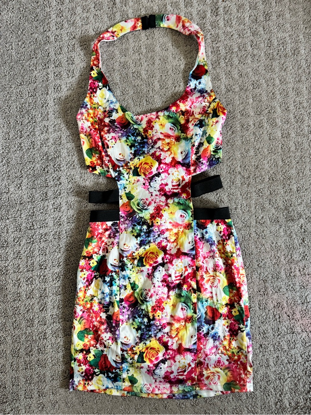 NWOT Mustard Seed Sleeveless Floral Halter Cutout Strappy Back Dress | Small